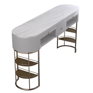 Luxury Nail Bar Salon Furniture Marble <b>Table</b> and Chairstables Leg Metal <b>Gold</b> <b>Side</b> Manicuretable Set - Product Image 3