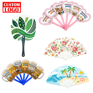 Abanicos de Mano Plegables Pequeños de Plástico Personalizados Beach Street, Abanico de Mano Circular de Plástico Personalizado de Alta Calidad - Product Image 1