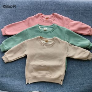 Felpe con Cappuccio per Bambini con Logo Personalizzato, in Cotone Felpato, Tinta Unita, Girocollo, Oversize, Pullover per Ragazzi e Ragazze - Product Image 4