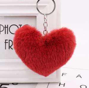 شكل قلب قطيفة بوم بوم قلادة حقيبة المفاتيح الحب الكرة الكرة قلادة الشعر chain المفاتيح - Product Image 6