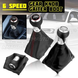 Pomo de palanca de cambios de coche de 5 velocidades y 6 velocidades, cubierta de maletero de cuero PU para Audi A4 S4 B8 8K <span class=keywords><strong>A5</strong></span> <span class=keywords><strong>8T</strong></span> Q5 8R <span class=keywords><strong>s</strong></span>-<span class=keywords><strong>line</strong></span> 2007-2015 - Product Image 1