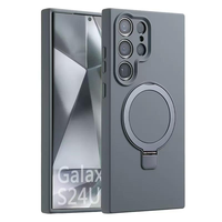 Pour Samsung S25 S24 Ultra S23 Plus liquide 360 support couleur unie trou fin Anti-chute couverture arrière peau Silicone étui de téléphone portable