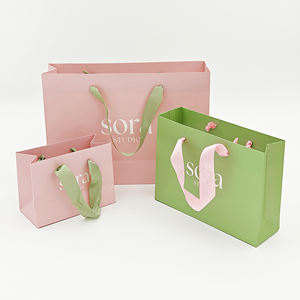 "Bolsas de cartón ecológicas para pasteles, panadería personalizada a granel con asas y cinta, embalaje de alimentos de alta calidad" - Product Image 1