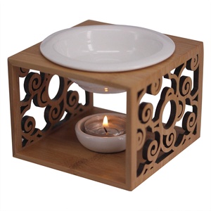 Brûleur à huile essentielle en céramique Diffuseur Brûleur à cire parfumée en bois - Product Image 6