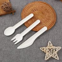 Couverts jetables écologiques et compostables en bagasse de canne à sucre, fourchette, couteau, cuillère, robustes, pour la restauration, commande en gros