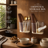 Boîte de rangement murale en plastique de qualité alimentaire pour baguettes et ustensiles de cuisine, avec drainage, pour la maison