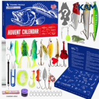 KAM OEM Boîte Mystère de leurres de pêche Calendrier 2026, leurres de pêche pour Pêcheurs, Mari, Amis, cadeau de leurres pour la pêche au bar
