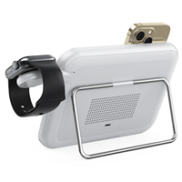 Station de charge sans fil 3 en 1, miroir de maquillage LED pliable, support de lumière nocturne, adapté pour téléphone 15W avec prise PD 30W