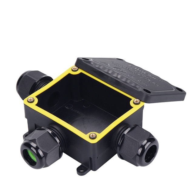 IP68 Plastic Waterproof Junction Box One in Two Out Junction Box with Terminal T-type Three-way Waterproof Junction Box