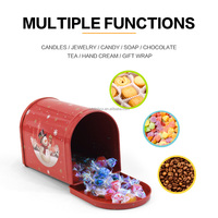 Boîte en métal vintage JYB à imprimé de Noël, qualité alimentaire, pour bonbons/chocolats/biscuits, motif drapeau rouge, pour artisanat et cadeaux