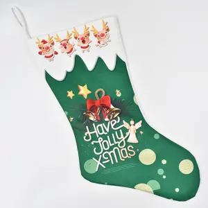 免费样品顶级赞助商小粉色亚麻圣诞长袜，首字母缩写