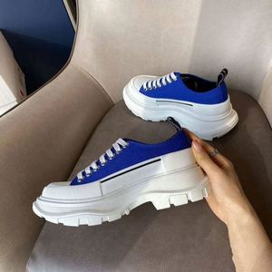 High Quality Women's Denim Lace-up Chunky Designer Canvas Casual Shoes Breathable Plastic Thick Sole Walking Shoes - Product Image 5