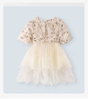 Kleinkind Pailletten und Federn Schicht Tutu Kleid Bequemes Mittel arm Knielang Großhandel Custom 2-8 Jahre Kinder Baumwolle gefüttert Kleid