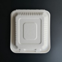 Boîte d'emballage alimentaire à emporter en bagasse biodégradable, boîte à lunch à 3 compartiments