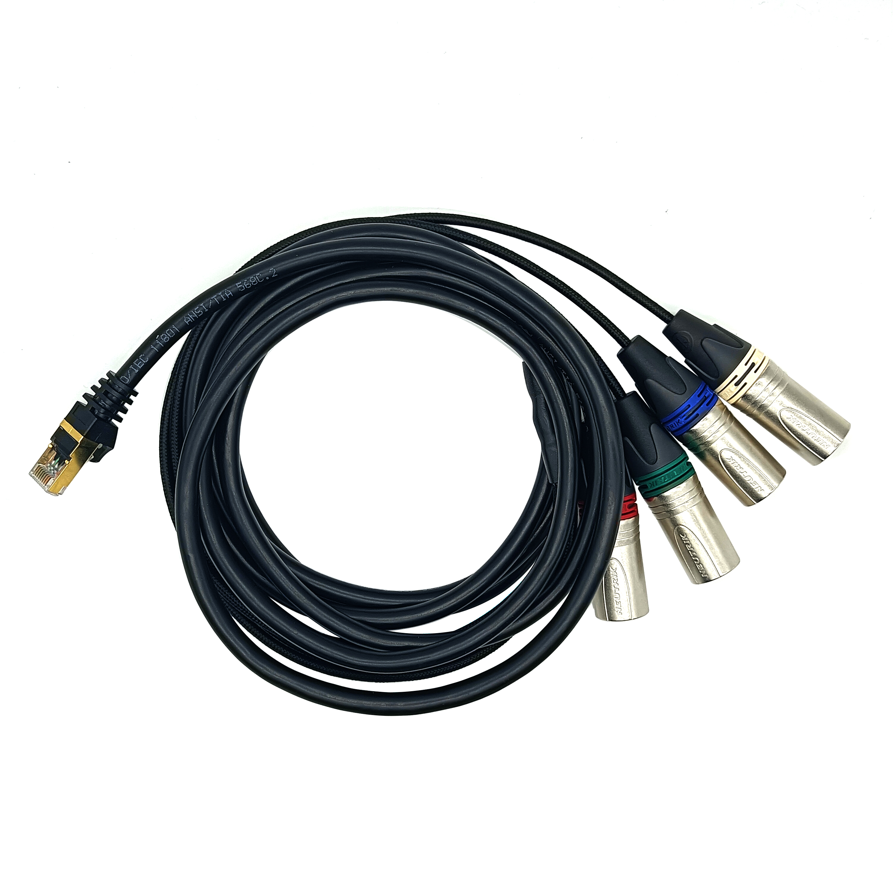 RJ45 Male Plug To 4 Channel 3 Pin XLR Male Connector Adapter Cable