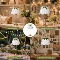 Lámpara de Mesa de Ratán con Funcionamiento a Batería, Lámpara de Noche Inalámbrica de Bajo Voltaje para Decoración de Bodas, Eventos y Fiestas