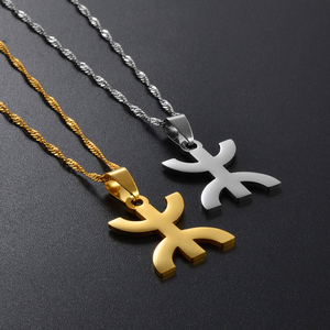 Collier pendentif tendance symbole berbère <span class=keywords><strong>kabyle</strong></span> africain, bijoux amazighs, chaînes en acier inoxydable argenté et cuivre pour cadeau de fiançailles - Product Image 3