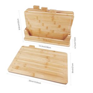 Ensemble de planches à découper en bambou Baki 32cm x 21cm double face avec support pour couper les fruits et les légumes - Product Image 1