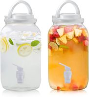 Distributeur de boissons en plastique transparent noir de 3,8 L (1 gallon) avec robinet pour jus et thé