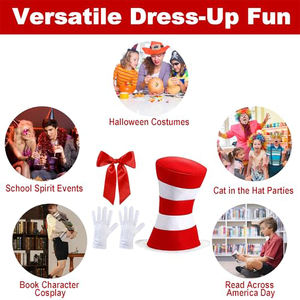 Disfraz de Gato con Sombrero de SOLPOP para Adultos, Fieltro Resistente a Rayas Rojas y Blancas, Halloween, Fiesta de Cumpleaños del Dr. Seuss, Accesorios para Cosplay y Escenario - Product Image 2