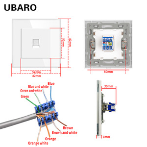 Ubaro - Enchufe doble estándar europeo con panel de vidrio templado para ordenador, TV, combinación USB, 153x82 mm, negro - Product Image 3