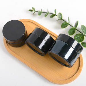 Frascos para el cuidado de la piel con tapas, crema de vidrio esmerilado redondo negro, cosmético personalizado, 20ml, 30ml, 50ml, 100ml - Product Image 2