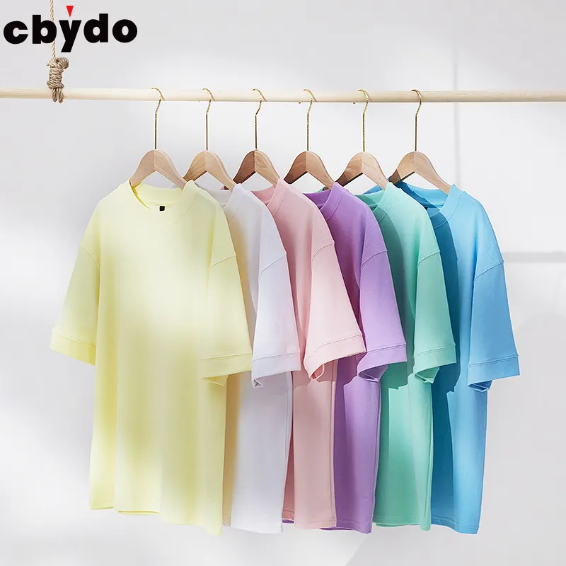 Cbydo kleidung hersteller kundenspezifisch 220 g süßigkeiten farbe sommer unbedruckt übergroße streetwear schlichtes weißes t-shirt herren-t-shirts