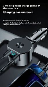 Chargeur de voiture 3-en-1 PD 75W, charge rapide USB, câble rétractable Type C 100W, chargeur de téléphone portable intelligent QC3.0 anti-court-circuit 5V/2A - Product Image 2
