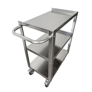 Jincheng Hochwertige Lebensmittel und Getränke Massiver Edelstahl 3 Ebenen Kommerzielle kunden spezifische Küchen wagen Utility Cart - Product Image 2
