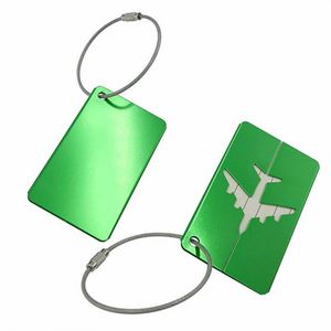 Étiquettes de bagage personnalisées en aluminium avec logo, boucle en fil d'acier inoxydable et découpe avion, pour identification nominative, en gros - Product Image 4