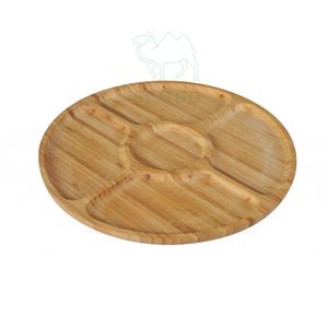 Bamboo Round <b>Serving</b> Tray <b>Wood</b> Dish Plate <b>Serving</b> <b>Platter</b> - Product Image 1
