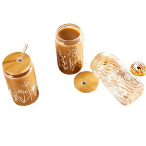 Vaso de Vidrio Borosilicato con Tapa de Bambú, Color Sólido, Portátil, Resistente a Altas Temperaturas, Ecológico, para Leche, Té, Café, Jugo - Product Image 5