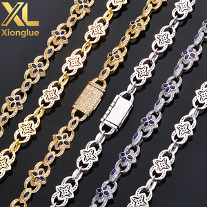 European American Cross-Border Four-leaf <b>Clover</b> <b>Bracelet</b> Full Diamond Hip-hop Trend Eight-Character Chain Customizable Fashion - Product Image 5