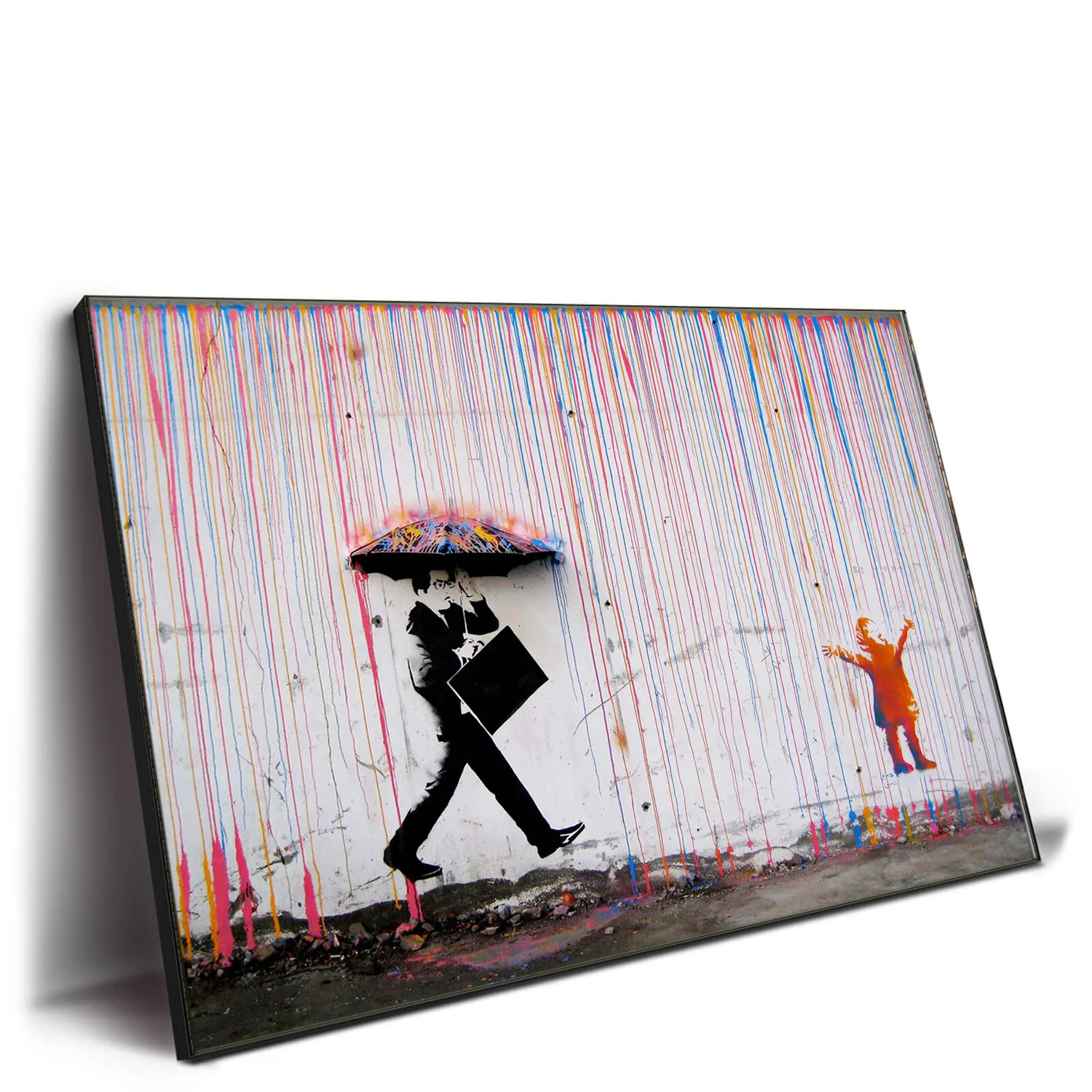 Modern wall paintings big canvas art decor Custom Banksy Graffiti Colorful Rain