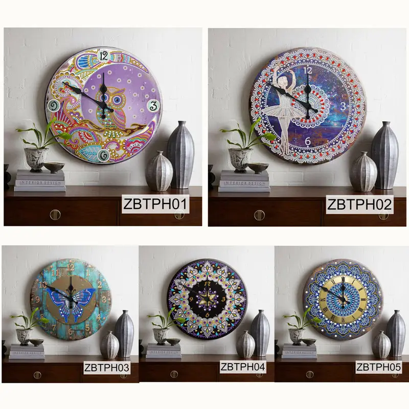 Wholesale Diy 5D Special Shaped Diamond Painting Wall Clock Cross Stitch Watch Mosaic Clock Painting Home Decor