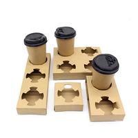 Vente en gros Porte-gobelet à café à double paroi Plateau Papier biodégradable pour boissons chaudes et froides Porte-gobelet à café à emporter