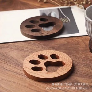 Wooden Cat Paw Coaster Heat Resistant Japanese Style <b>Teacup</b> Mat Gift For Tea Room Set - Product Image 3