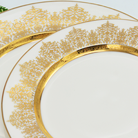 Service de table en porcelaine fine Karosa, 24 pièces, décor doré en relief – Vaisselle de luxe pour la maison et les hôtels