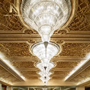 プロのカスタム屋内ホテルロビー装飾天井照明高級大型プロジェクトクリスタルシャンデリア
