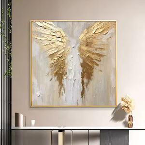 <span class=keywords><strong>Peinture</strong></span> à l'<span class=keywords><strong>huile</strong></span> peinte à la main pure plume dorée post-moderne décoratif suspendu lumière luxe salon canapé modèle Simple - Product Image 3