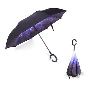 Nuevo paraguas inverso para coche, paraguas de lluvia inversa con logotipo, doble capa personalizada, diseño de mango en forma de C de adentro hacia afuera, plegable invertido, precio bajo - Product Image 4