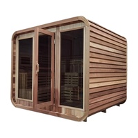 Nouvelles salles de sauna à vapeur extérieur Sauna extérieur en forme de cube en pruche de cèdre avec poêle