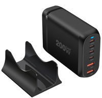 Station de charge de bureau multi-ports GaN³ 120W 160W 200W avec chargeur rapide PD USB-C QC3.0 USB-A pour ordinateur portable, téléphone et plusieurs appareils