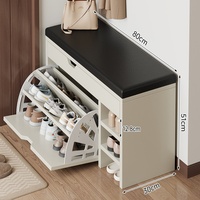Tabouret et banc à bascule modernes avec siège rembourré, étagère à chaussures en panneau synthétique personnalisable pour l'entrée de la maison