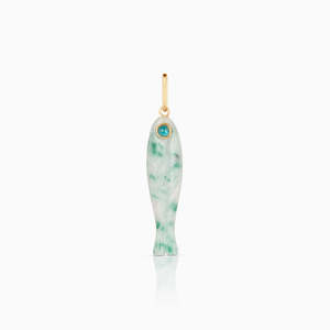 Pendentif poisson en laiton émaillé couleur or 18 carats, motif goutte d'huile, série ethnique estivale plage, fait main, en laiton, pour bijoux - Product Image 1