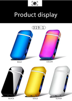 Briquet électronique rechargeable USB à double arc avec logo laser, capteur tactile, allumeur métallique coupe-vent pour cigarettes et cigares