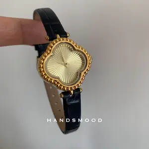 Limited Edition Luxury Women's Quartz Watch Vintage Copper Gold Dial 24cm Cow Leather Bracelet Genuine Leather for Christmas
