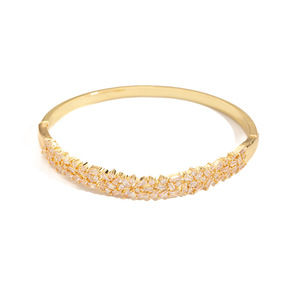 Middle Eastern Style Minimalist <b>Copper</b> <b>Bangle</b> With Zircon Gold And Silver Women's Jewelry Gift Geometry Design Bezel Setting - Product Image 5