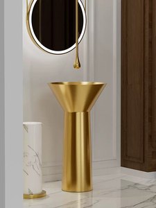WEIHAO Lavabo en acier inoxydable 304 noir en forme d'entonnoir, colonne intégrée, résistant à la corrosion, antirouille et anticalcaire. - Product Image 4
