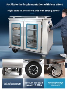 Troli Pengantar Makanan Persegi Panjang Perak/Biru dengan Insulasi Pemanas Dinding, 4 Pintu, Sistem Bantuan Tenaga Pemanas Mobile - Product Image 5
